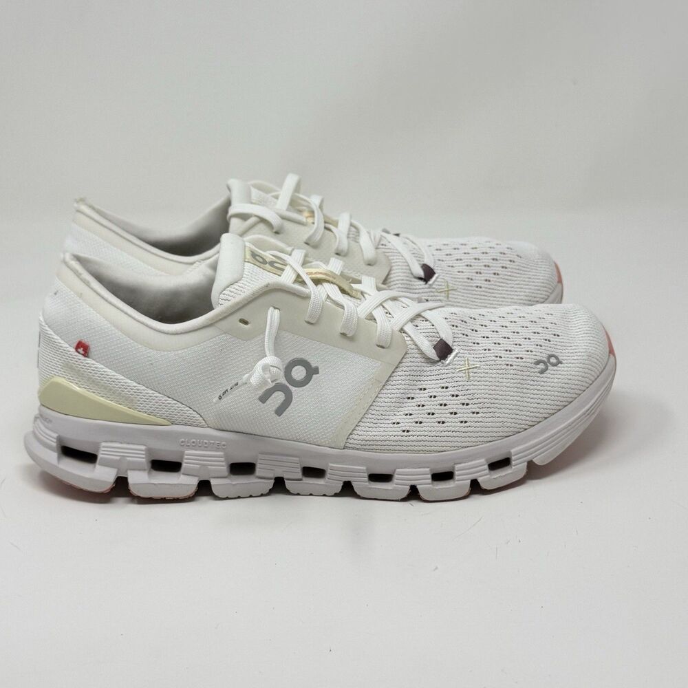 On Cloud X 4 Running Shoes Womens 10 White Sand Mesh Lightweight Sneakers